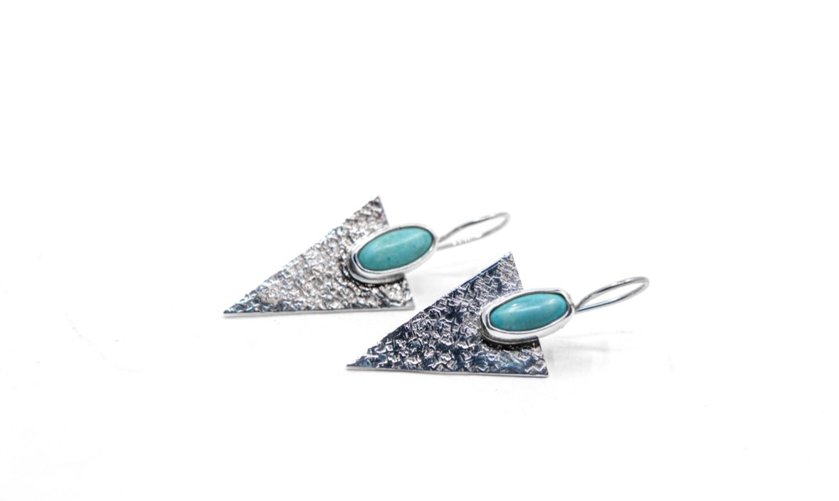 Long Triangle Turquoise Earrings