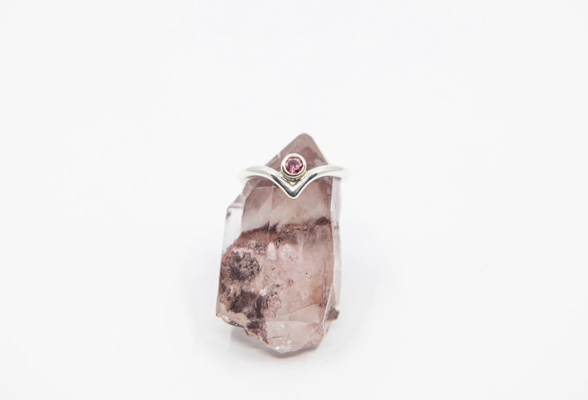 Pink Tourmaline Chevron Ring
