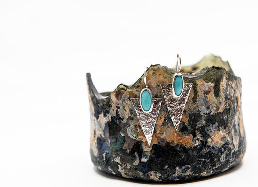 Long Triangle Turquoise Earrings